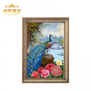 金(jīn)銀(yín)鈔工(gōng)藝畫(huà)歲歲平安框畫(huà)孔雀牡丹超富貴裝飾畫(huà)