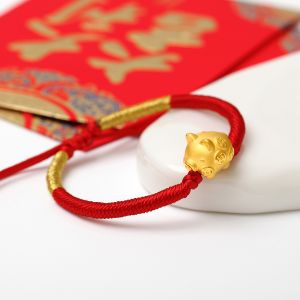 3d硬金(jīn)豬銅錢(qián)黃(huáng)金(jīn)豬手鏈足金(jīn)999手串